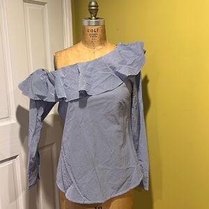 Lauren Ralph Lauren Blouse Shirt Size 8 One Shoulder Ruffle